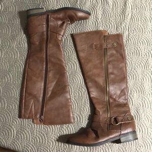 Brown knee high boots